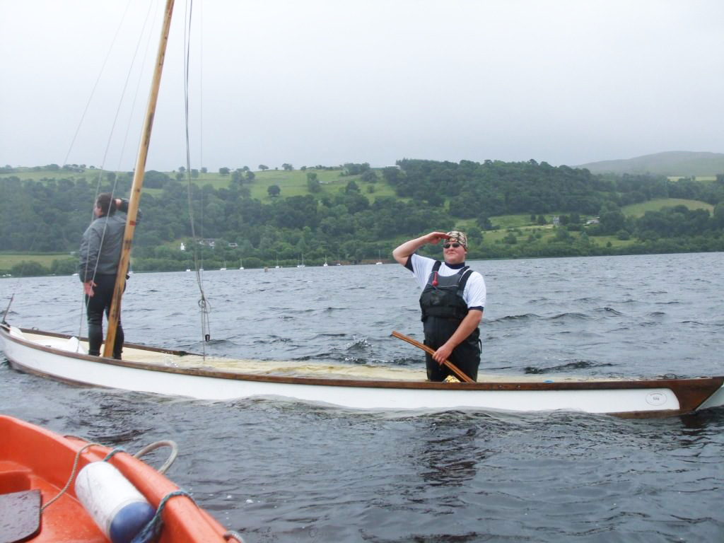 The boat floats low in the water making bailing virtually impossible, especially with a wave motion greater than that shown
